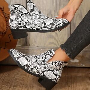 Snakeskin Ankle Boots for Women